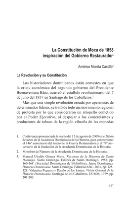 La Constitución De Moca De 1858 Inspiración Del Gobierno Restaurador