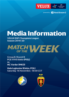 Media Information VELUX EHF Champions League Season 2019/20