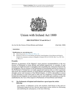 Union with Ireland Act 1800