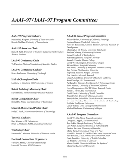 AAAI–97 / IAAI–97 Program Committees