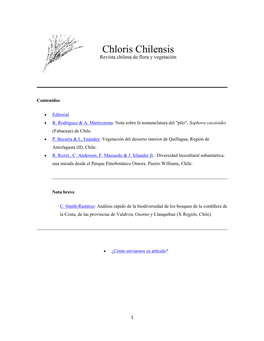 Nota Sobre La Nomenclatura Del "Pilo", Sophora Cassioides (Fabaceae) De Chile