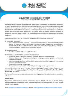 REQUEST for EXPRESSIONS of INTEREST “Short-Term Agriculture