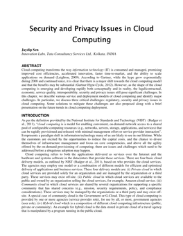 Security and Security and Privacy Issues in Cloud Computing