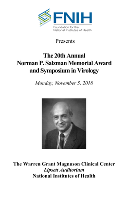 The 20Th Annual Norman P. Salzman Memorial Award and Symposium in Virology