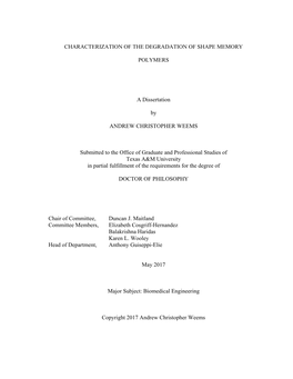 Characterization of the Degradation of Shape Memory