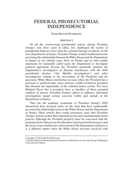 Federal Prosecutorial Independence