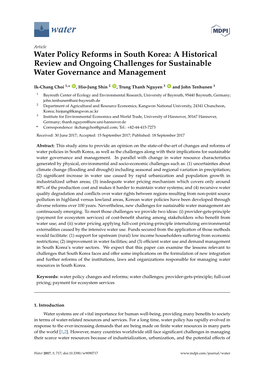 Water Policy Reforms in South Korea: a Historical Review and Ongoing Challenges for Sustainable Water Governance and Management