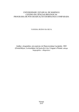 Universidade Estadual De Maringá Centro De Ciências Biológicas Programa De Pós-Graduação Em Biologia Comparada