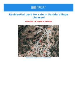Residential Land for Sale in Sanida Village Limassol