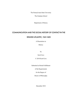 Communication and the Social History of Contact in the Spanish Atlantic