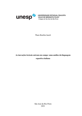 Uma Análise Da Linguagem Esportiva Italiana São José Do Rio Pret