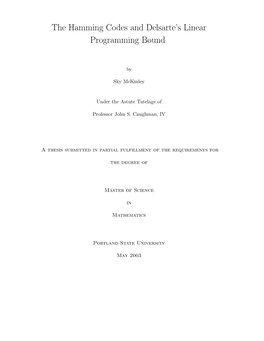 The Hamming Codes and Delsarte's Linear Programming Bound