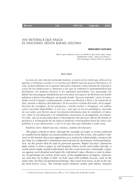 Sin Retórica Que Valga: El Discurso, Según Rafael Azcona