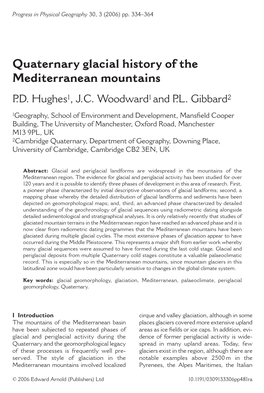 Quaternary Glacial History of the Mediterranean Mountains P.D