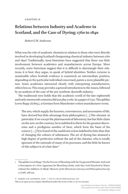 Relations Between Industry and Academe in Scotland, and the Case of Dyeing: 1760 to 1840