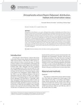 Dimorphandra Wilsonii Rizzini (Fabaceae): Distribution, Habitat and Conservation Status