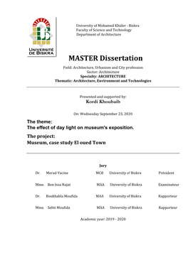 MASTER Dissertation