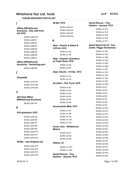 Whitehorse Star Ltd. Fonds, 82/563 (Yukon Archives Photo List)