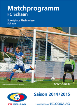 Matchprogramm FC Schaan Sportplatz Rheinwiese Schaan