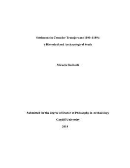 Settlement in Crusader Transjordan (1100–1189)