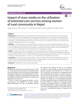 Impact of Mass Media on the Utilization of Antenatal Care Services