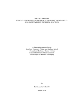 Understanding the Writing Practices of Five Young Adults Self-Identifying on the Lgbtq Spectrum