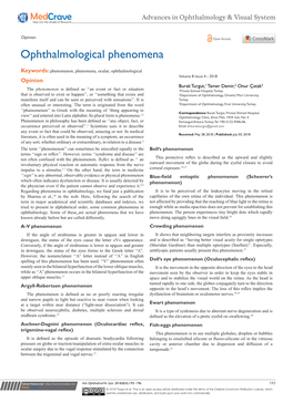 Ophthalmological Phenomena