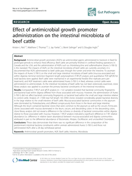 Effect of Antimicrobial Growth Promoter Administration on the Intestinal