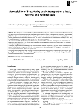 Accessibility of Brzozów by Public Transport on a Local, Regional and National Scale