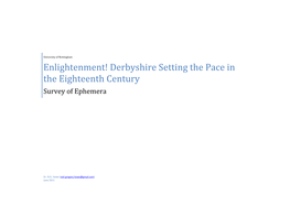 Enlightenment! Derbyshire Setting the Pace in the Eighteenth Century