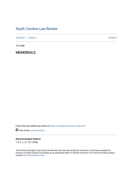 The South Carolina Law Quarterly