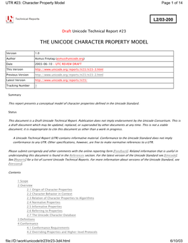 The Unicode Character Property Model