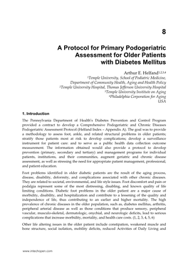 A Protocol for Primary Podogeriatric Assessment for Older Patients with Diabetes Mellitus