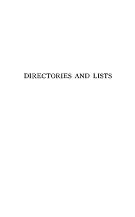 Directories and Lists Jewish National Organizations in the United States*
