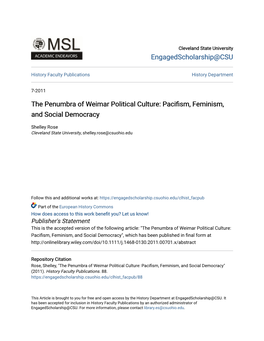 Pacifism, Feminism, and Social Democracy