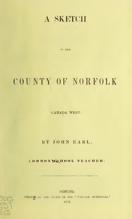 Sketch of the County of Norfolk Canada West
