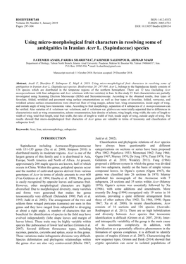 Using Micro-Morphological Fruit Characters in Resolving Some of Ambiguities in Iranian Acer L