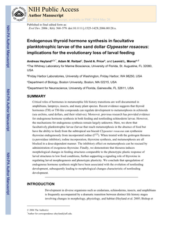 NIH Public Access Author Manuscript Evol Dev