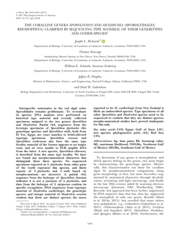 The Coralline Genera Sporolithon and Heydrichia (Sporolithales, Rhodophyta) Clarified by Sequencing Type Material of Their Generitypes and Other Species1