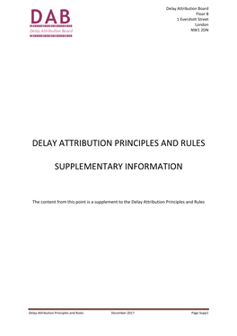 Delay Attribution Principles and Rules December 2017 Supplementary