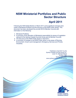 NSW Ministerial Portfolios and Public Sector Structure