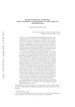 Arxiv:1702.03756V1 [Math.HO] 13 Feb 2017