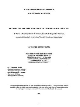 Us Department of the Interior Us Geological Survey Phanerozoic Tectonic Evolution of the Circum-North Pacific