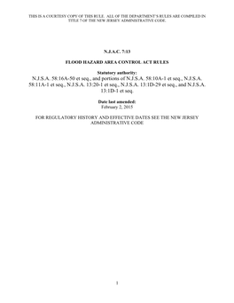 Flood Hazard Area Control Act Rules (N.J.A.C. 7:13)