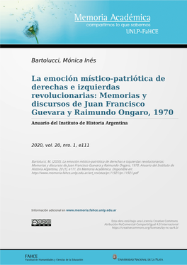 La Emoción Místico-Patriótica De Derechas E Izquierdas Revolucionarias: Memorias Y Discursos De Juan Francisco Guevara Y Raim