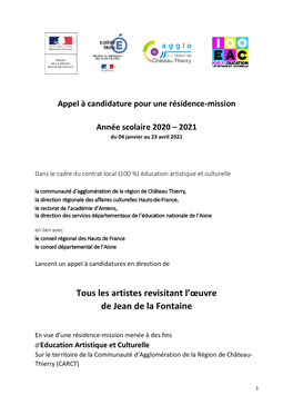 Ok Appel À Candidature Résidence-Mission La Fontaine.Pdf