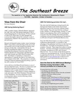 The Southeast Breeze the Newsletter of the Appalachian Mountain Club Southeastern Massachusetts Chapter Fall 2006 – September, October & November