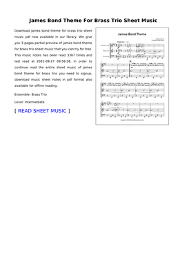 James Bond Theme for Brass Trio Sheet Music