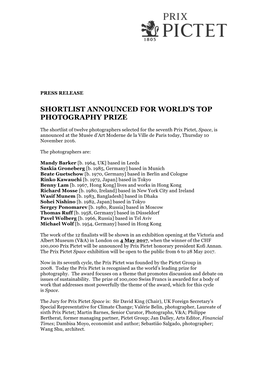 Shortlist Announced for World's Top Photography