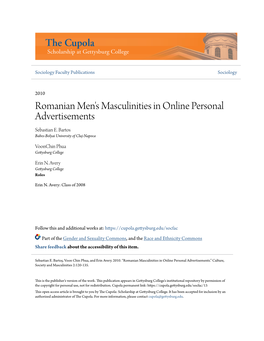 Romanian Men's Masculinities in Online Personal Advertisements Sebastian E